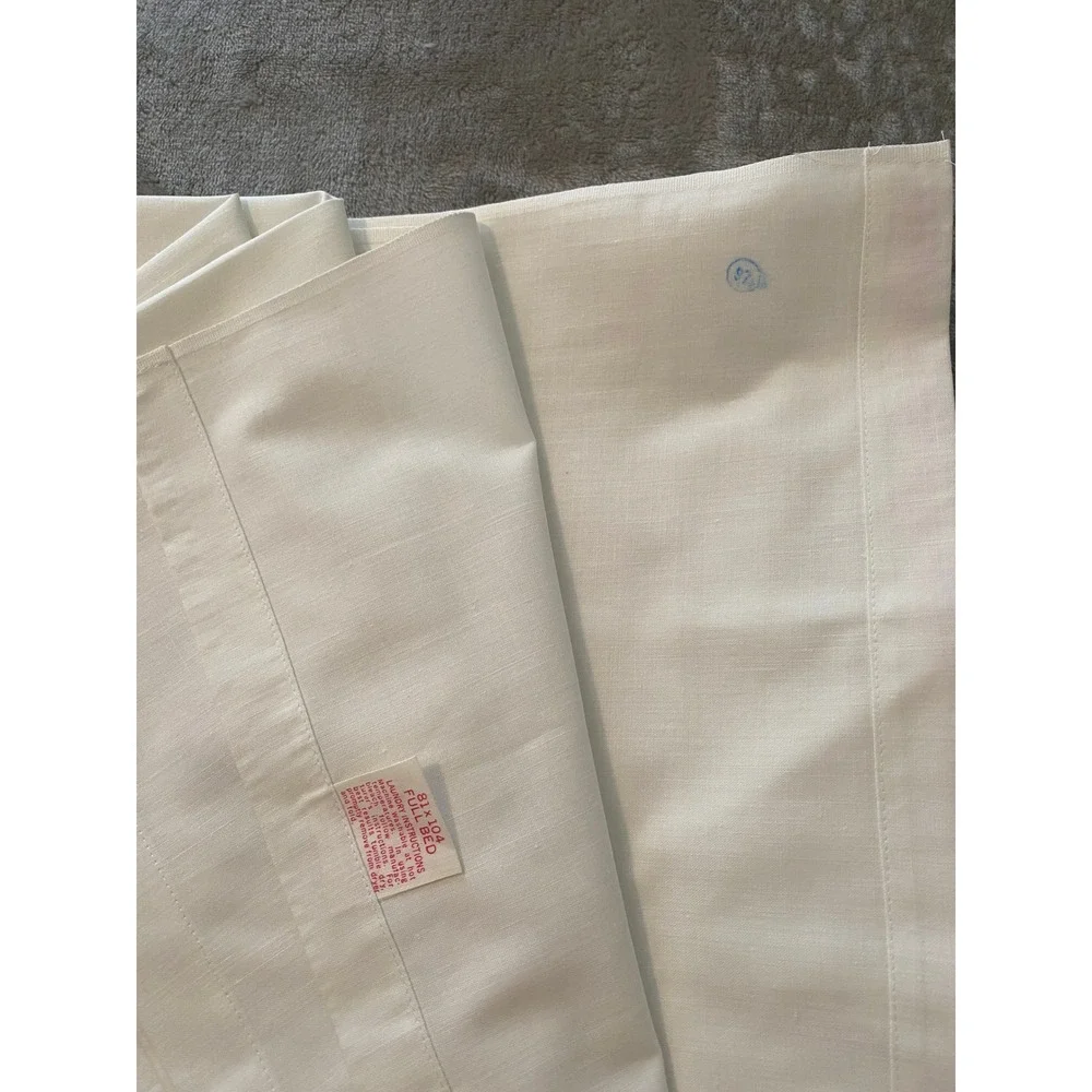 First Lady Sheet Set Full White Pink Rose Embroidered Crochet Trim VTG Muslin